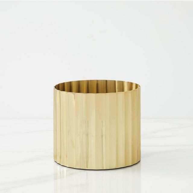 Pure Foundations Metal Tabletop Planters, Small Round, Polished Brass