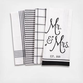 Mr. and Mrs. Kitchen Dish Towel, Set of 4