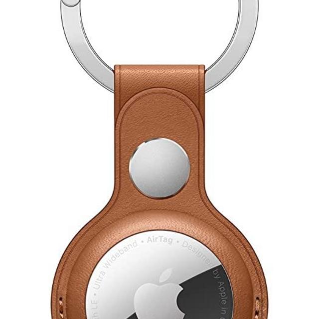 New Apple AirTag Leather Key Ring - Saddle Brown