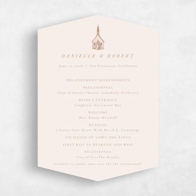 Beige Diamond Wedding Program - Rustic Church