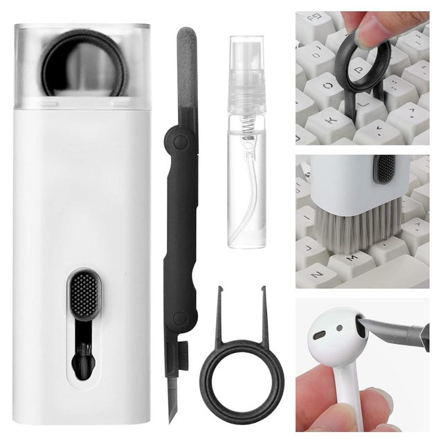 7 in 1 Electronic Cleaner kit, Keyboard Cleaning Kit with Brush, Multifunctional Cleaner Set for Airpods pro/Laptop/Phone/Computer/Screen (Gray-black)