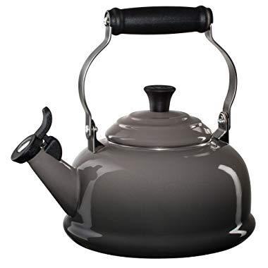 Le Creuset Q3101-7F Enamel-on-Steel Whistling Teakettle, 1-4/5-Quart, Oyster