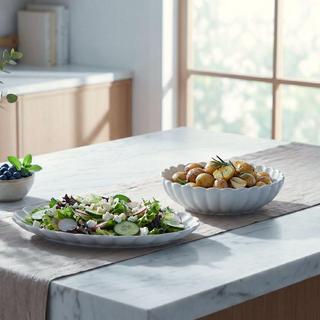 Petal Oval Platter & Round Bowl Serving Set