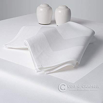 Luxury Angel White Satin Band Napkins - (20"x20") 100% Cotton Dinner Napkins - Soft, Durable Hotel Quality - Ideal for Grand Events & Regular Home Use - 'Royal Collection' (White, 12 Pack)