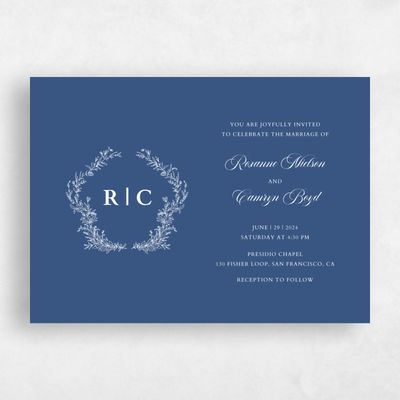 Blue Wedding Invitation - Eleanora Landscape