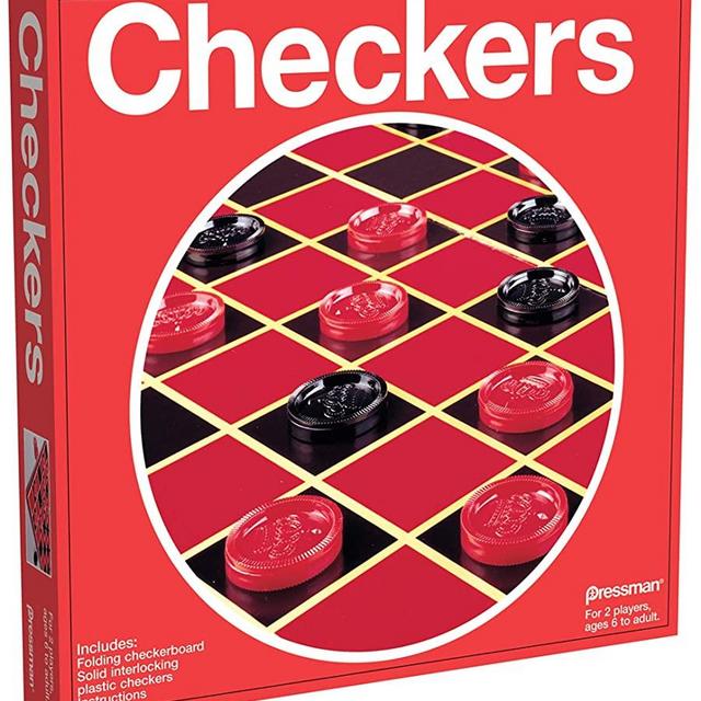 Pressman Checkers -- Classic Game With Folding Board and Interlocking Checkers