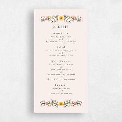 Linen, Yellow Wedding Menu - Blume