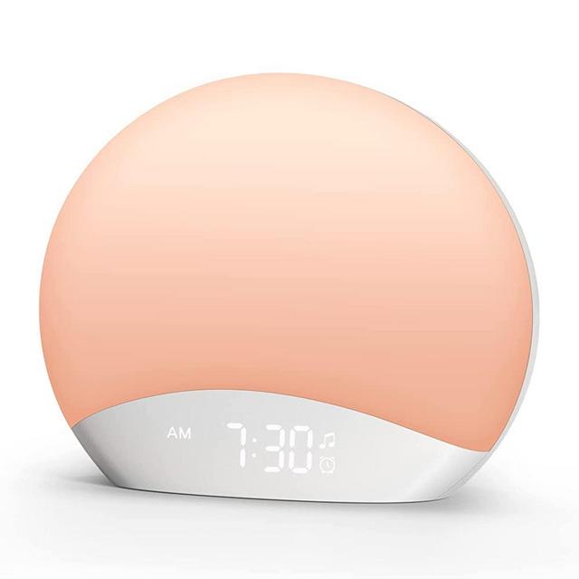 REACHER Sound Machine Sunrise Alarm Clock with Night Light, Wake Up Light, 26 Stereo Soothing Sounds, Dimmable LED Display, Bedside Reading Lamp, Sleep Timer, White Noise Machine for Baby, Kids