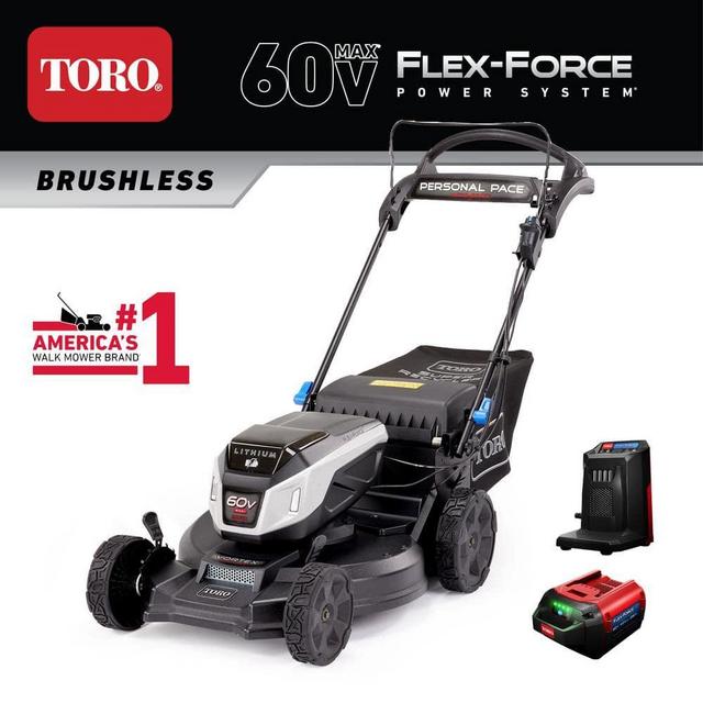 21 in. Super Recycler 60-Volt Personal Pace SmartStow Cordless Walk Behind Mower w/Headlights and 7.5 Ah Battery/Charger