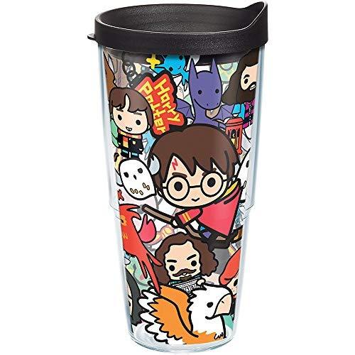 Tervis 1267929 Harry Potter - Group Charms Tumbler with Wrap and Black Lid 24oz, Clear