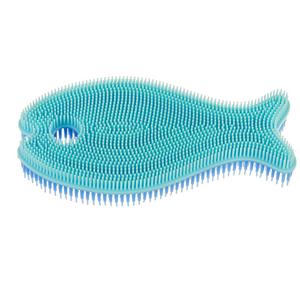 Silicone Fish Antimicrobial Scrub, Aqua/Periwinkle