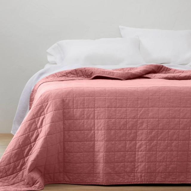 King Heavyweight Linen Blend Quilt Rose - Casaluna™