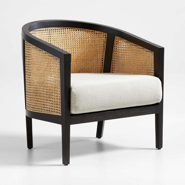Ankara Black Cane Chair with Ivory Cushion