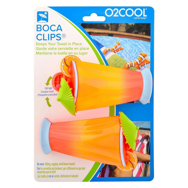 O2COOL BocaClip Towel Holder - 1 Pack of 2 Clips - Carribean Cocktail