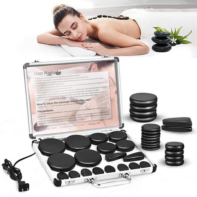 Hot Stones Massage Set, 18 Pcs Basalt Hot Stones with Heater Kit, Massage Stones for Professional or Home spa, Relaxing, Healing, Pain Relief