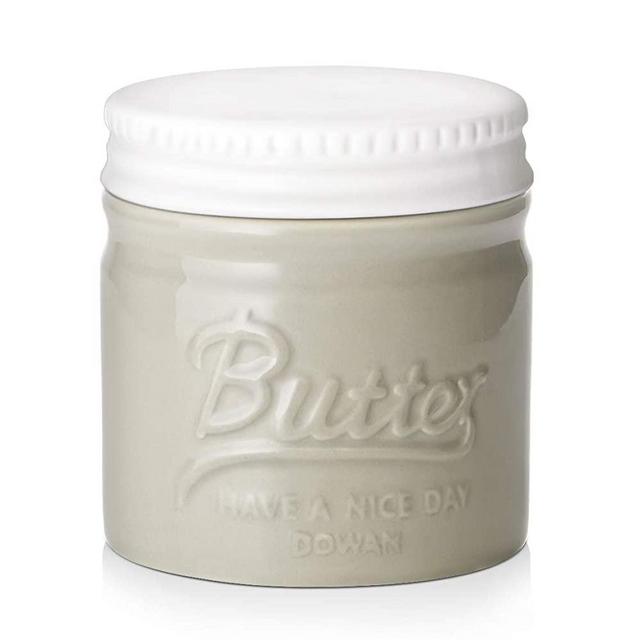 DOWAN Butter Keeper, French Butter Dish, Ceramic Butter Crock for Soft Butter, No More Hard Butter & Humanized Water Line, Grey