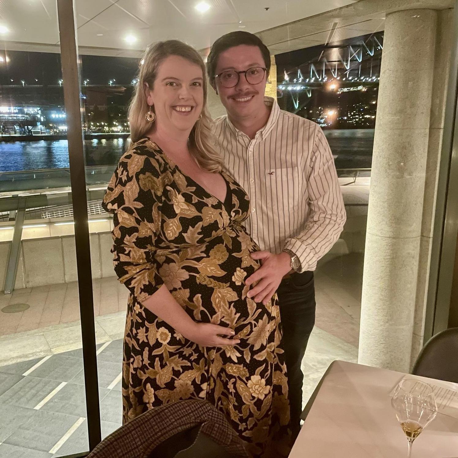 Babymoon dinner at Aria - 8 months pregnant and the size of a small moon - October 2021