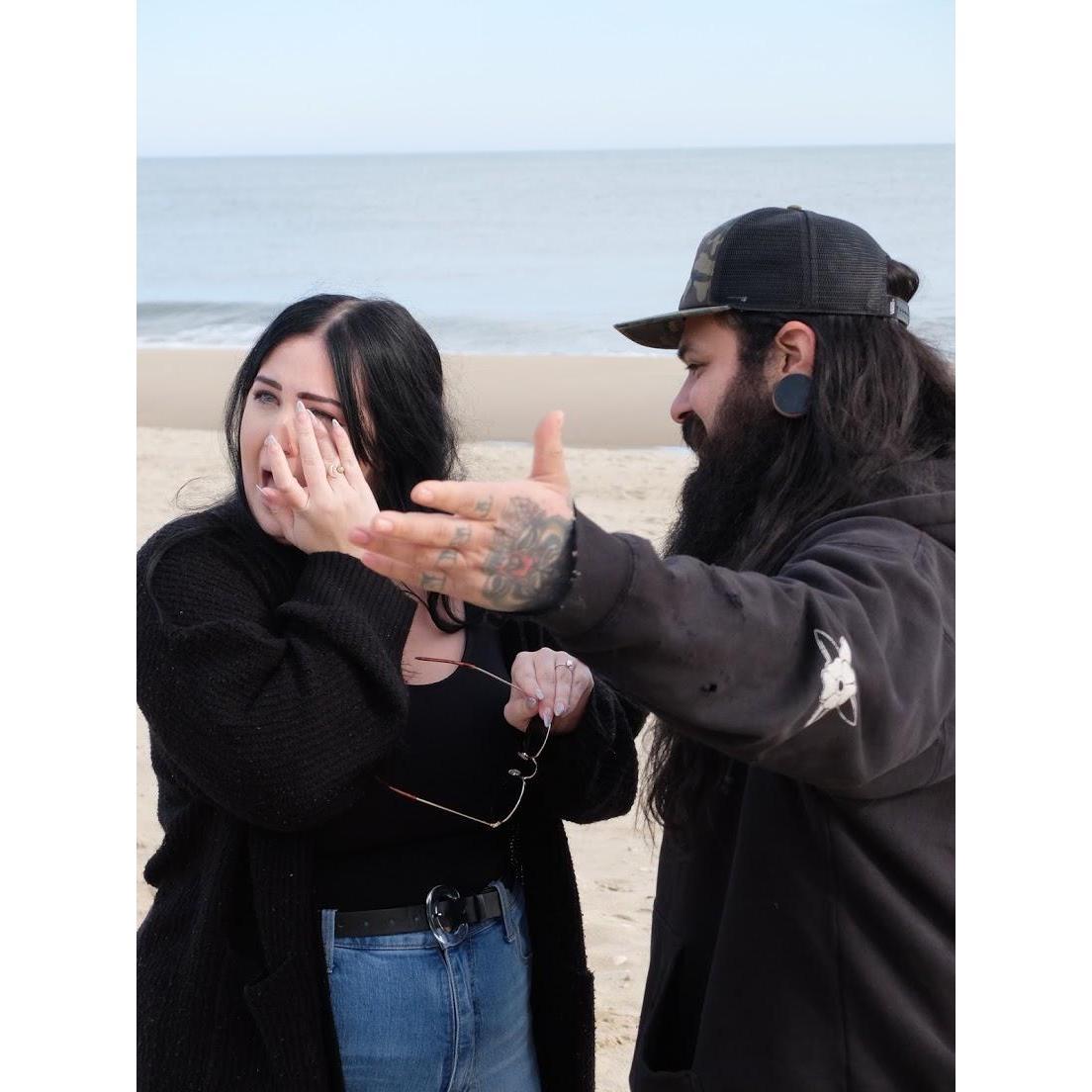 Josh telling Morgan all of our friends were in on the surprise