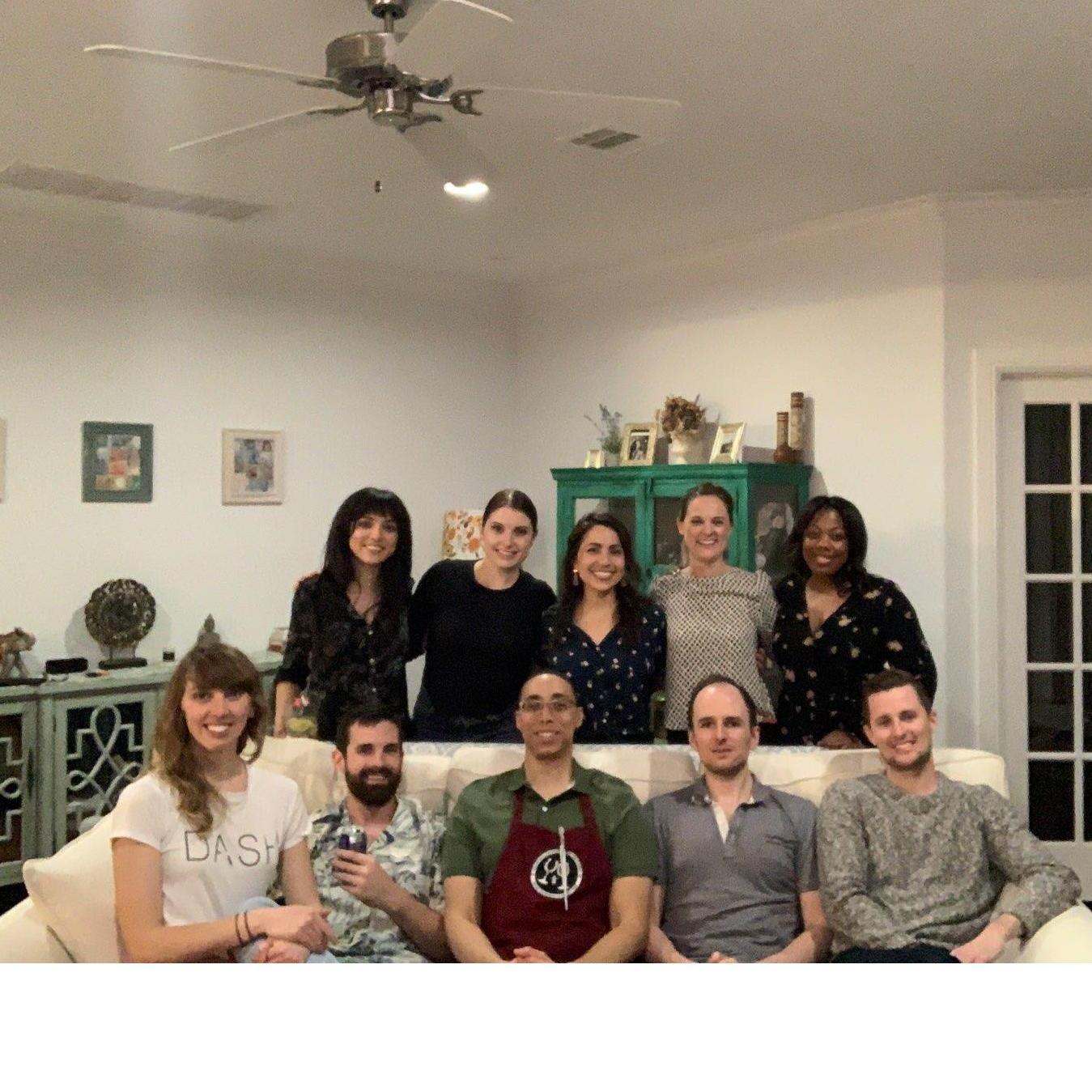 The Squad. 
Back row, L-R: Cali, Kim, Justin, Erica, and Renice. 
Front row, L-R: Happy couple, Michael, Nick, and Dave. 
Not pictured: D.J.