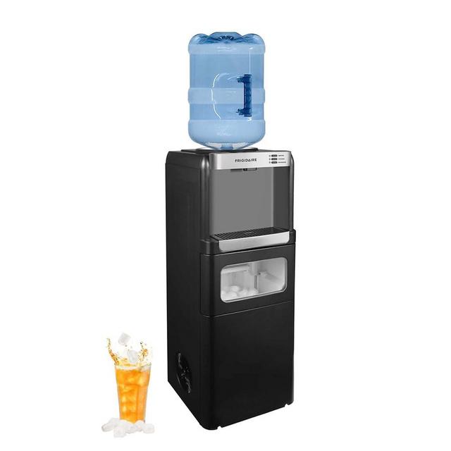Frigidaire 3-in-1 Ice & Water Machine – Hot or Cold Top-Load Water Cooler Dispenser for 5 Gal Bottle – Built-in Bullet Ice Maker – Compact, Black