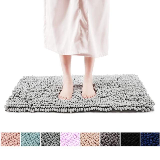 Freshmint Chenille Bath Rugs Extra Soft and Absorbent Microfiber Shag Rug, Non-Slip Runner Carpet for Tub Bathroom Shower Mat, Machine-Washable