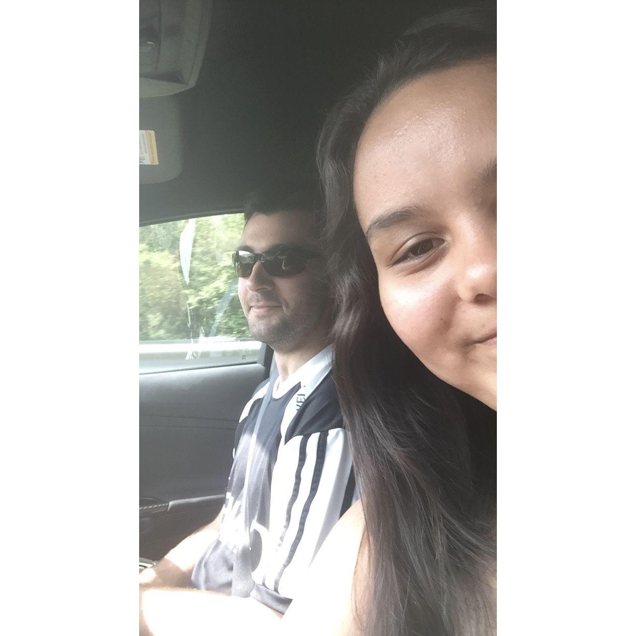 Taking a drive during our July camping trip right after graduation.