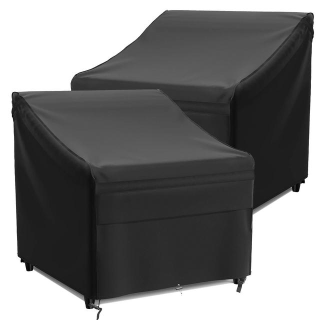 MR. COVER Sturdy Patio Chair Covers for Outdoor Furniture, Lounge Deep Seat Cover, 32W x 37D x 36H Inches, Waterproof UV-Protection, Classic Black, Nuit Series (2-Pack)