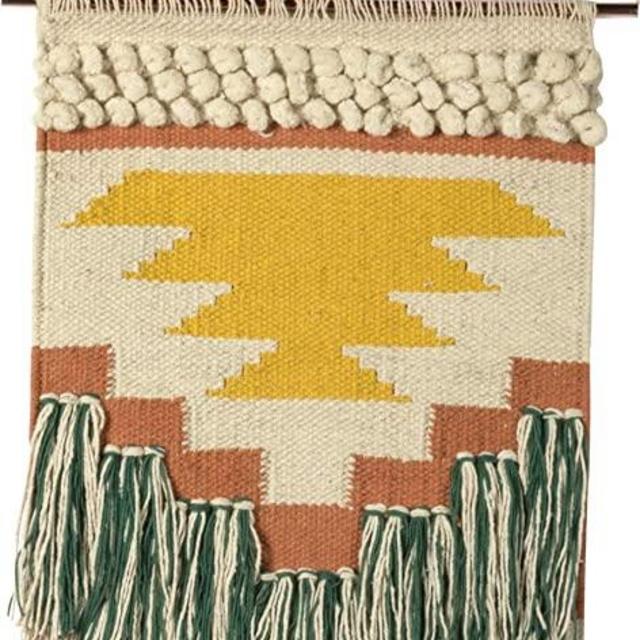 Primitives by Kathy Gypsy Hand Woven Wall Hanging, 14" x 25", Yellow/Green, 8541857714