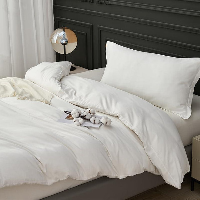 SAPHREAS White Duvet Cover Set Twin Size 100% Organic Cotton, Soft Bedding Comforter Cover with Zipper Closure & Corner Ties, Comforter Not Included