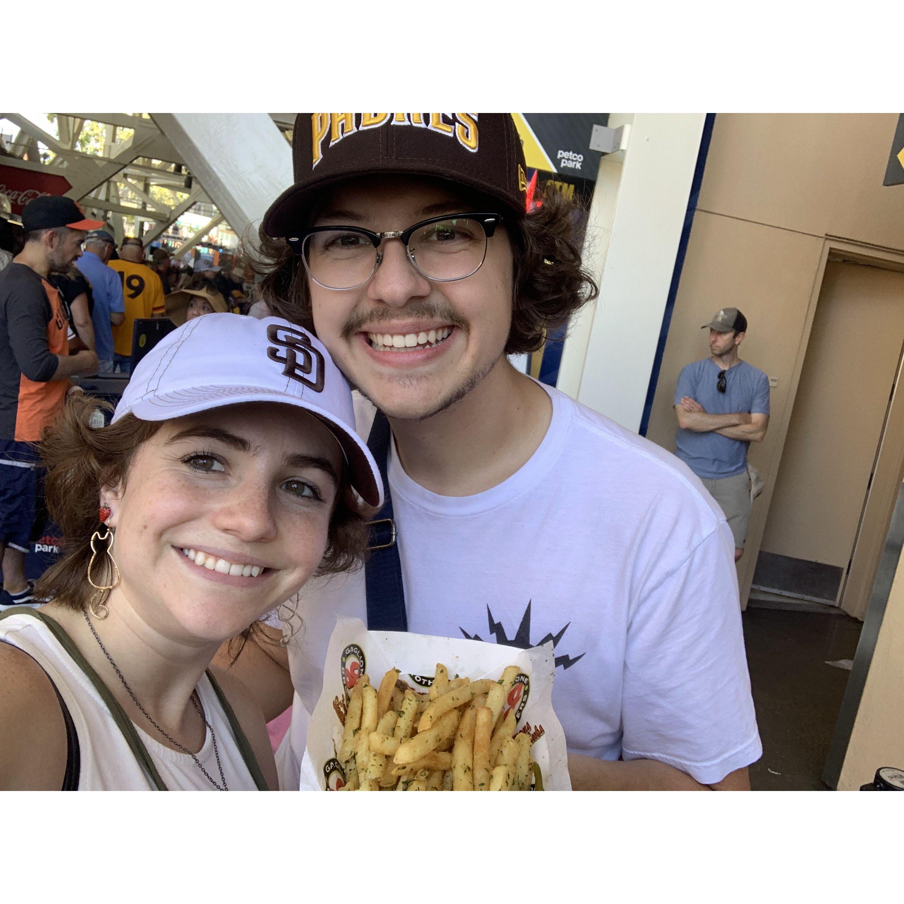 Gotta get the garlic fries at Petco Park, they are Owen's favorite