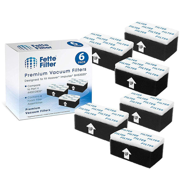 Fette Filter - Vacuum Foam Filter Assembly Compatible with Hoover Impulse Cordless Vacuum BH53020. Compare to Part # 440012835. Pack of 6