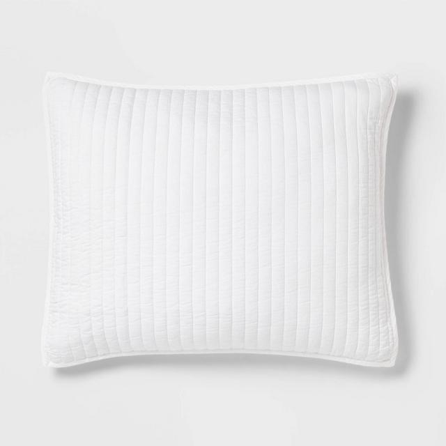 Standard Washed Cotton Sateen Quilt Sham White - Threshold™