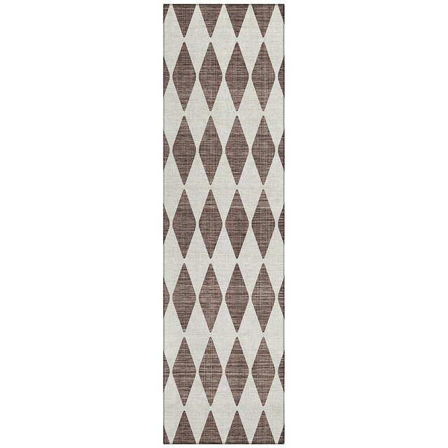 Addison Rugs Chantille ACN578 Brown 2'3" x 7'6" Indoor Outdoor Hallway Runner Rug, Stain Resistant Washable Kitchen Area Carpet for Bathroom, Laundry and Bedroom Rug