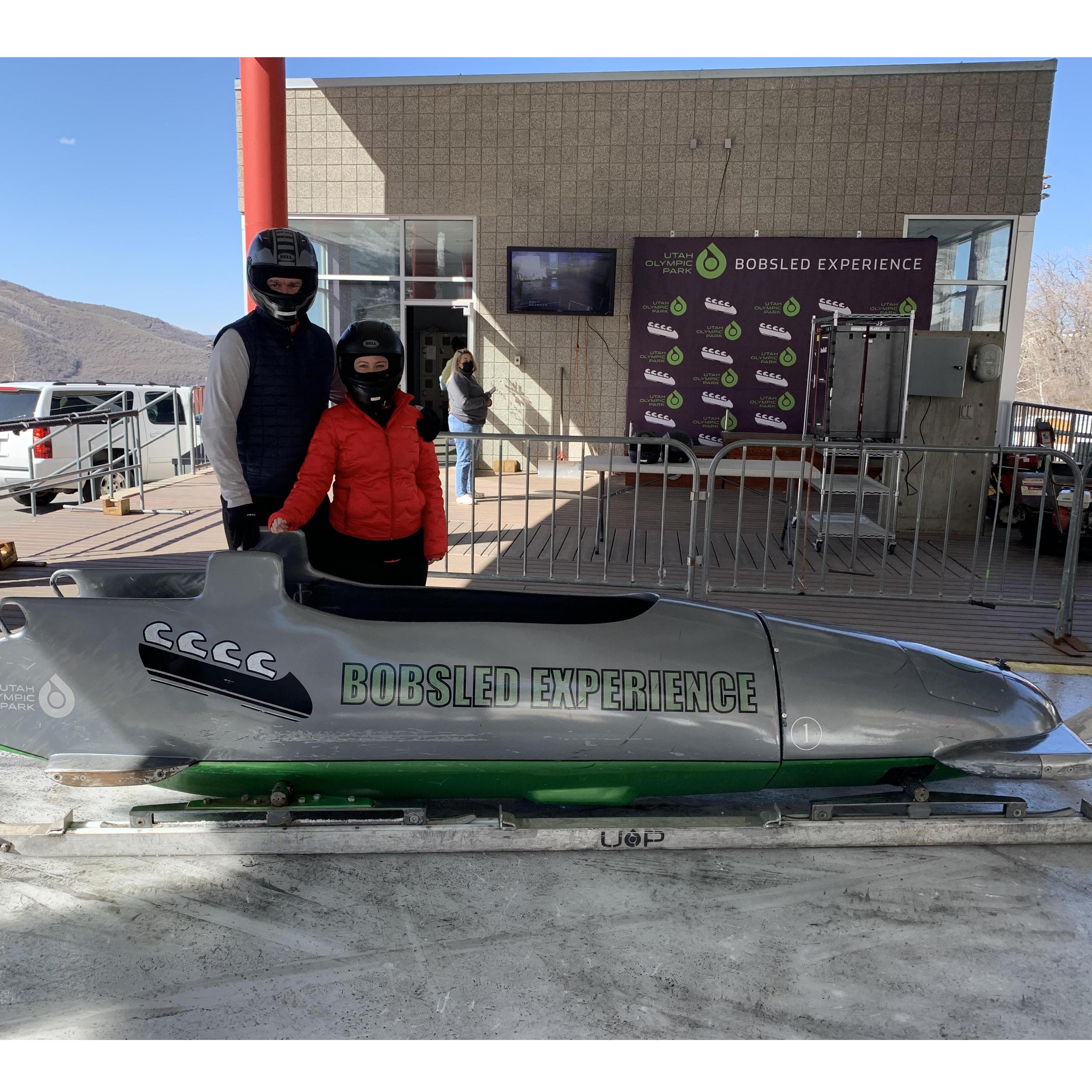 Our first (and last!) Bob Sled in Park City