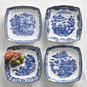 Marlo Thomas x Williams Sonoma Blue Scenic Appetizer Plates, Set of 4
