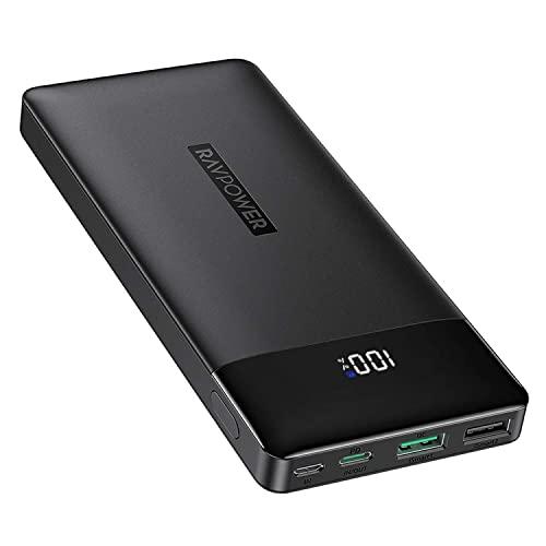 RAVPower Portable Charger 15000mAh PD3.0 Power Bank QC 3.0, 18W High-Speed Ultra Compact USB C Battery Pack Tri-Input and Tri-Output Compatible iPhone, iPad, Samsung Galaxy and More