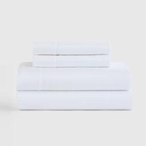 Signature Giza Cotton Sateen Sheet Set in White (King size)