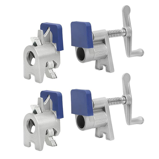 WORKPRO 2-Pack Pipe Clamps, Aluminum Die-casting Lightweight Tube Clamps for 3/4'' Black Pipe, Firm & Stable Clamping with H-shaped Feet for Woodworking & Metalworking