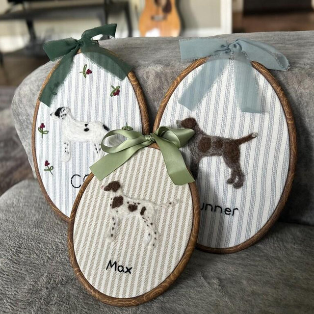 Custom Needle Felted Pet Portrait Embroidery Hoop Art