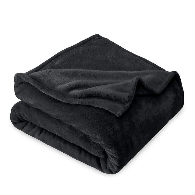 Bare Home Fleece Blanket - Twin/Twin Extra Long - Black - Lightweight Blanket for Bed, Sofa, Couch, Movie Night, Camping, and Travel - Microplush - Ultra Soft Warm Blanket (Twin/Twin XL, Black)