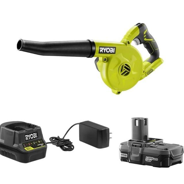 Ryobi 18-Volt ONE+ Cordless Compact Workshop Blower Kit with Battery & Charger, (Non-Retail Packaging)