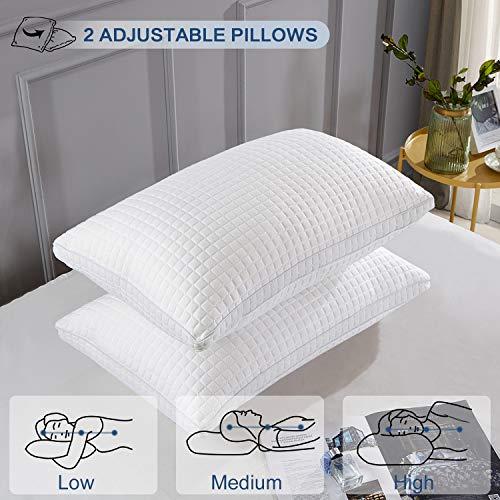 JOLLYVOGUE Pillows for Sleeping,2 Pack Down Alternative Sleeping Bed Pillow, Adjustable Hotel Pillow with Plush Fiber Fill for Back, Stomach, Side Sleepers-Standard Size