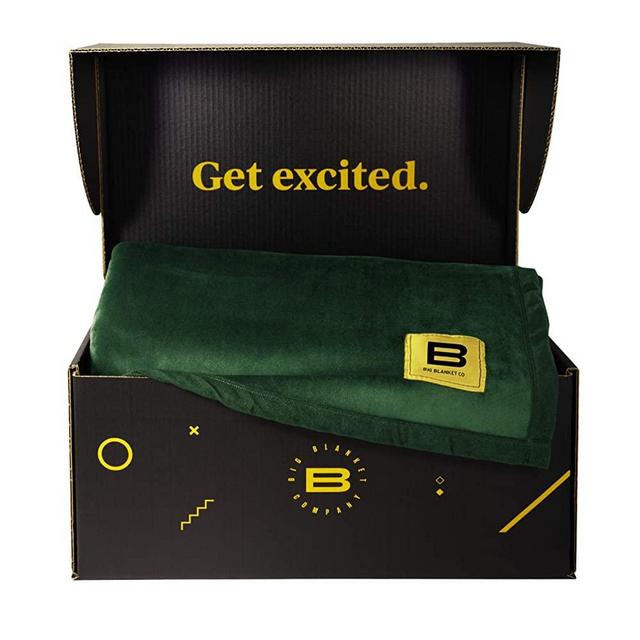 Big Blanket Co Original Stretch Forest Green | 10' x 10' Extra Large Throw Blanket | Cozy Huge Blanket for Winter and a Perfect, Soft Fall Blanket | Machine Washable & Temperature Regulating