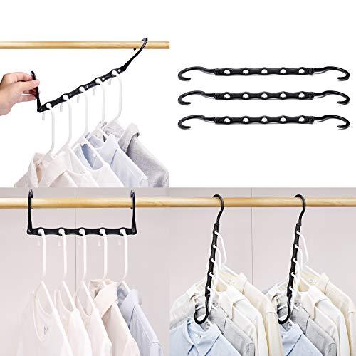 HOUSE DAY Black Magic Hangers Space Saving Clothes Hangers Organizer Smart Closet Space Saver Pack of 16 with Sturdy Plastic for Heavy Clothes