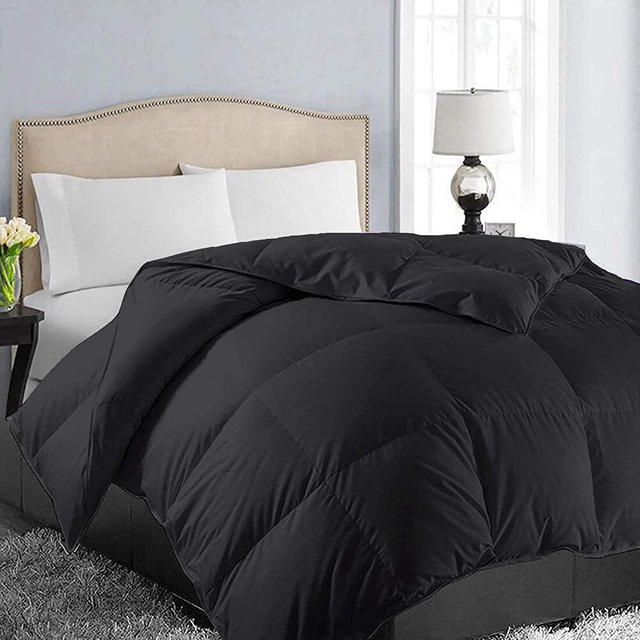 EASELAND All Season Oversized King Soft Quilted Down Alternative Comforter Reversible Duvet Insert with Corner Tabs,Winter Summer Warm Fluffy,Black,98x116 inches