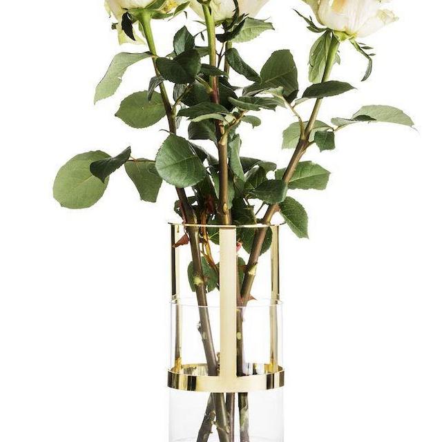 Sagaform Designer Adjustable Glass Vase, 9 7/8" x 4", Clear/Gold