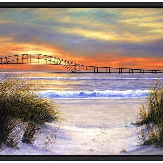 Amanti Art Framed Canvas Wall Art Print (30x23) Sunset over Robert Moses by Diane Romanello Float Framed Canvas Art for Wall Decor, Living Room, Bedroom, Bathroom, Kitchen, Office or Business Artwork