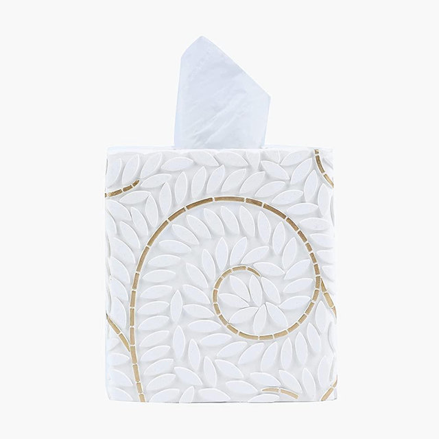 Hymmah Modern Square Tissue Box Cover Holder,Bathroom Accessories Decor Unique Design Tissue Box Cover for Bathroom Vanity Counter Tops Also Great for Bedrooms and Living Rooms