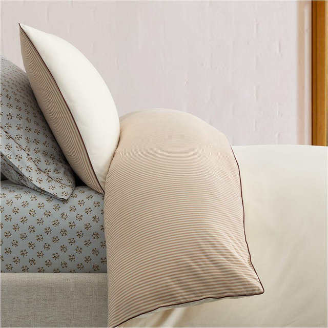 Emma Chamberlain Reversible Solid Stripe Duvet, Full/Queen, Birch