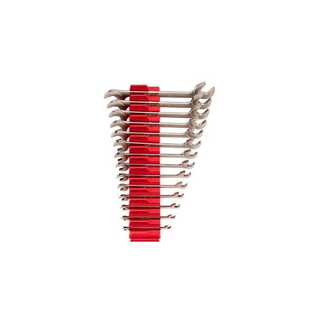 TEKTON Angle Head Open End Wrench Set with Modular Wrench Organizer, 14-Piece (6-19 mm) | WAE92501 | Made in USA